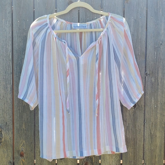 Vintage Tops - VTG pastel stripe blouse